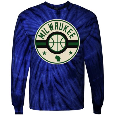 Milwaukee Basketball Stars And Stripes Wisconsin Map Tie-Dye Long Sleeve Shirt