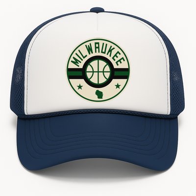 Milwaukee Basketball Stars And Stripes Wisconsin Map Trucker Hat