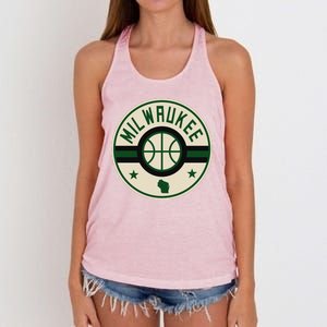 Milwaukee Basketball Stars And Stripes Wisconsin Map Women's Knotted Racerback Tank