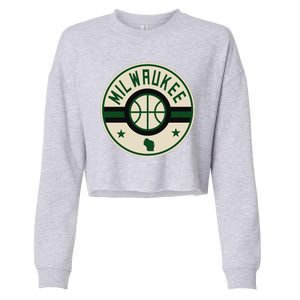 Milwaukee Basketball Stars And Stripes Wisconsin Map Cropped Pullover Crew