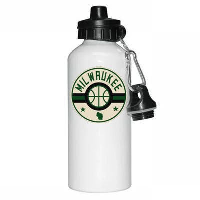 Milwaukee Basketball Stars And Stripes Wisconsin Map Aluminum Water Bottle 