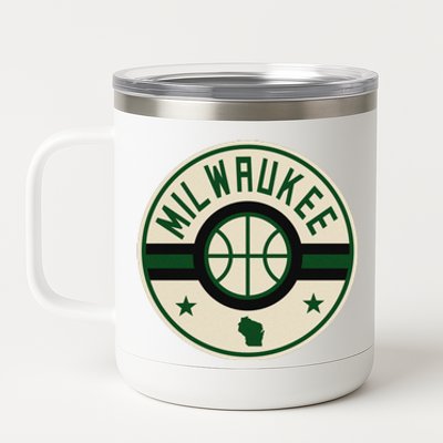 Milwaukee Basketball Stars And Stripes Wisconsin Map 12 oz Stainless Steel Tumbler Cup