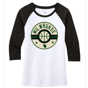 Milwaukee Basketball Stars And Stripes Wisconsin Map Women's Tri-Blend 3/4-Sleeve Raglan Shirt