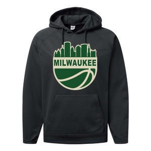 Milwaukee Basketball Wisconsin Cityscape Performance Fleece Hoodie