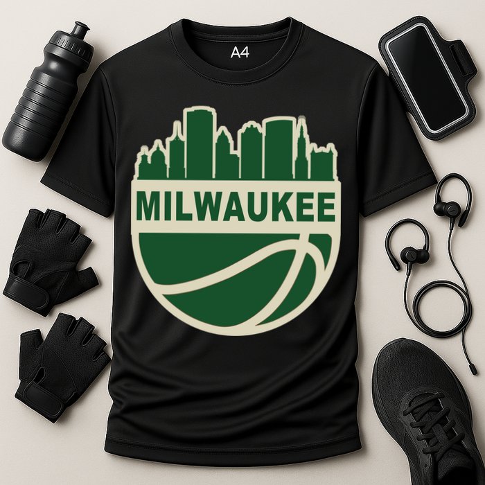 Milwaukee Basketball Wisconsin Cityscape Performance Shirt