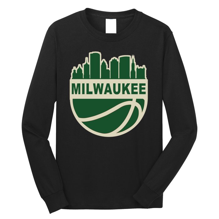 Milwaukee Basketball Wisconsin Cityscape Long Sleeve Shirt