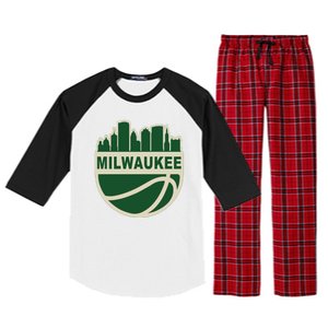 Milwaukee Basketball Wisconsin Cityscape Raglan Sleeve Pajama Set