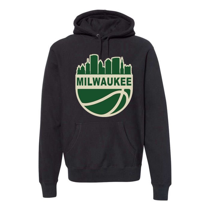 Milwaukee Basketball Wisconsin Cityscape Premium Hoodie