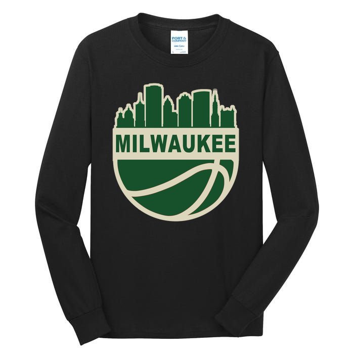 Milwaukee Basketball Wisconsin Cityscape Tall Long Sleeve T-Shirt