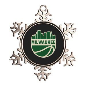 Milwaukee Basketball Wisconsin Cityscape Metallic Star Ornament