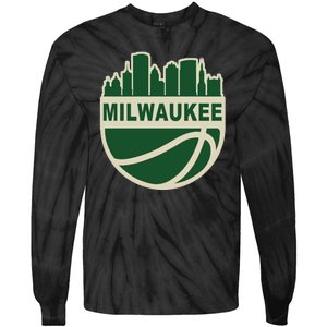 Milwaukee Basketball Wisconsin Cityscape Tie-Dye Long Sleeve Shirt