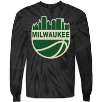 Milwaukee Basketball Wisconsin Cityscape Tie-Dye Long Sleeve Shirt