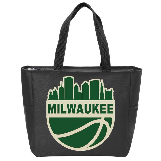 Milwaukee Basketball Wisconsin Cityscape Zip Tote Bag