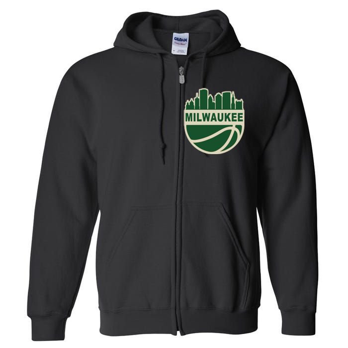 Milwaukee Basketball Wisconsin Cityscape Full Zip Hoodie