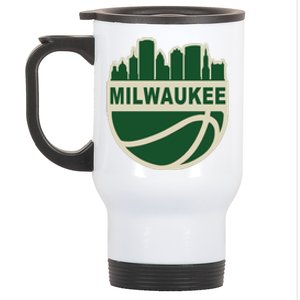 Milwaukee Basketball Wisconsin Cityscape Stainless Steel Travel Mug