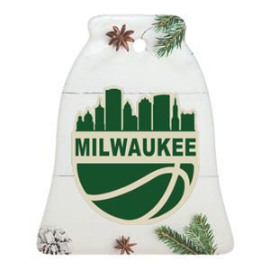 Milwaukee Basketball Wisconsin Cityscape Ceramic Bell Ornament