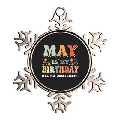 May Is My Birthday Yes The Whole Month Birthday Groovy Metallic Star Ornament