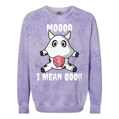 Mooo I Mean Boo Funny Cow Costume Halloween Colorblast Crewneck Sweatshirt