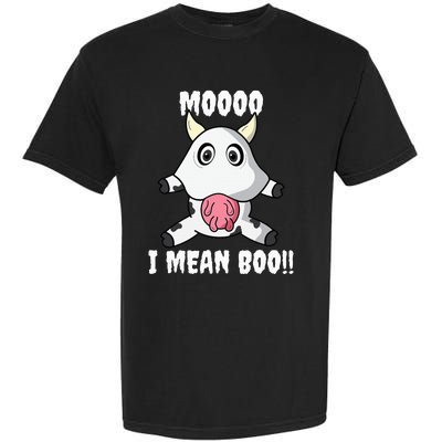 Mooo I Mean Boo Funny Cow Costume Halloween Garment-Dyed Heavyweight T-Shirt