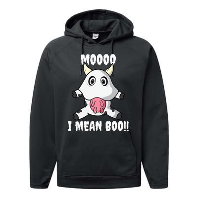 Mooo I Mean Boo Funny Cow Costume Halloween Performance Fleece Hoodie