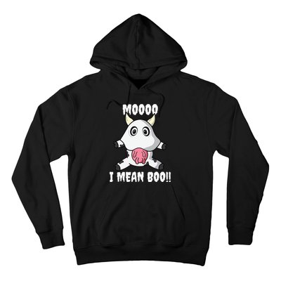 Mooo I Mean Boo Funny Cow Costume Halloween Hoodie