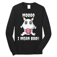 Mooo I Mean Boo Funny Cow Costume Halloween Long Sleeve Shirt