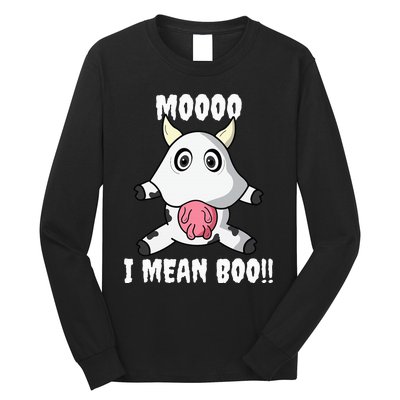 Mooo I Mean Boo Funny Cow Costume Halloween Long Sleeve Shirt