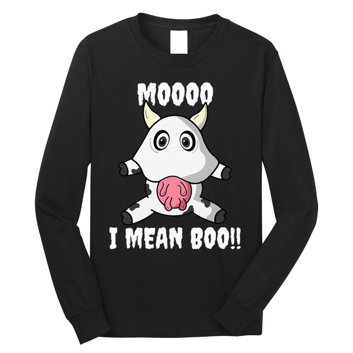 Mooo I Mean Boo Funny Cow Costume Halloween Long Sleeve Shirt