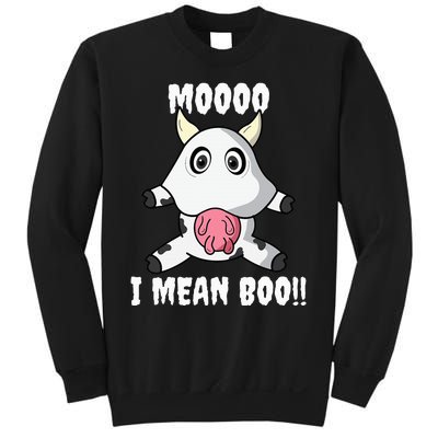 Mooo I Mean Boo Funny Cow Costume Halloween Sweatshirt