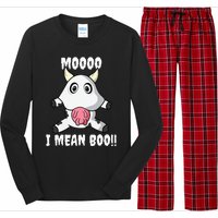 Mooo I Mean Boo Funny Cow Costume Halloween Long Sleeve Pajama Set