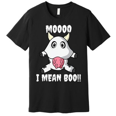 Mooo I Mean Boo Funny Cow Costume Halloween Premium T-Shirt