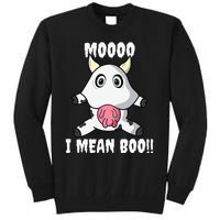 Mooo I Mean Boo Funny Cow Costume Halloween Tall Sweatshirt