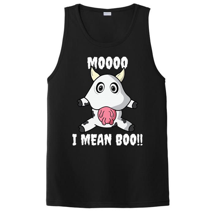 Mooo I Mean Boo Funny Cow Costume Halloween PosiCharge Competitor Tank