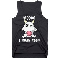 Mooo I Mean Boo Funny Cow Costume Halloween Tank Top