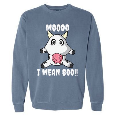 Mooo I Mean Boo Funny Cow Costume Halloween Garment-Dyed Sweatshirt