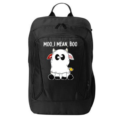 Moo I Mean Boo Cow Ghost Halloween Funny Gift City Backpack