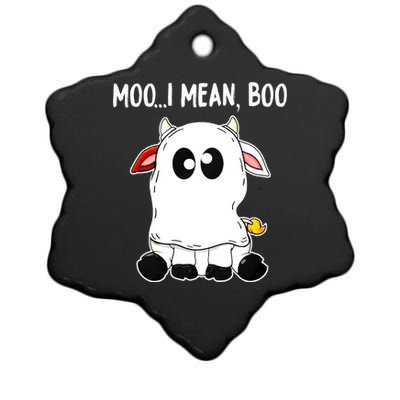 Moo I Mean Boo Cow Ghost Halloween Funny Gift Ceramic Star Ornament