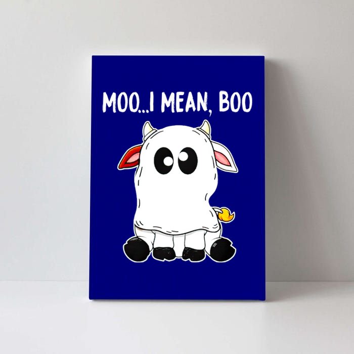 Moo I Mean Boo Cow Ghost Halloween Funny Gift Canvas