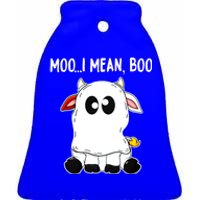 Moo I Mean Boo Cow Ghost Halloween Funny Gift Ceramic Bell Ornament