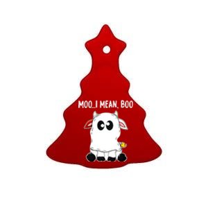 Moo I Mean Boo Cow Ghost Halloween Funny Gift Ceramic Tree Ornament