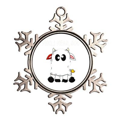 Moo I Mean Boo Cow Ghost Halloween Funny Gift Metallic Star Ornament