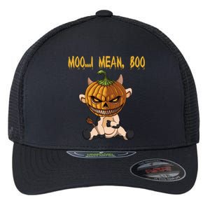 Moo I Mean Boo Cow Pumpkin Halloween Gift Flexfit Unipanel Trucker Cap