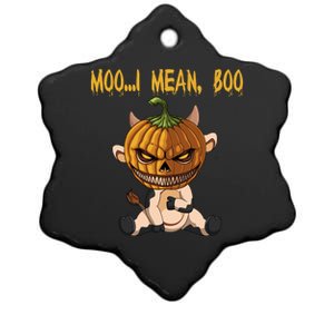 Moo I Mean Boo Cow Pumpkin Halloween Gift Ceramic Star Ornament