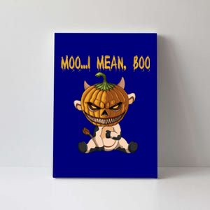 Moo I Mean Boo Cow Pumpkin Halloween Gift Canvas