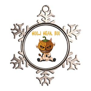 Moo I Mean Boo Cow Pumpkin Halloween Gift Metallic Star Ornament