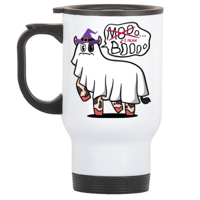 Mooo I Mean Boo Funny Gift Halloween Funny Cow Gift Stainless Steel Travel Mug