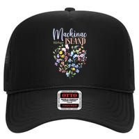 Mackinac Island Michigan Wildflowers Heart I Love Michigan High Crown Mesh Back Trucker Hat