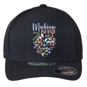 Mackinac Island Michigan Wildflowers Heart I Love Michigan Flexfit Unipanel Trucker Cap