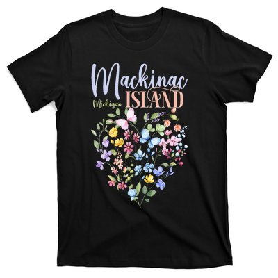 Mackinac Island Michigan Wildflowers Heart I Love Michigan T-Shirt