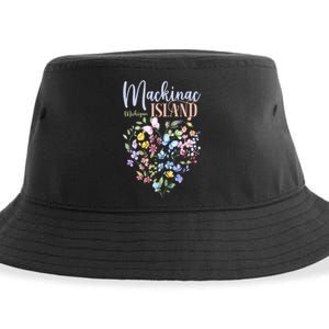 Mackinac Island Michigan Wildflowers Heart I Love Michigan Sustainable Bucket Hat